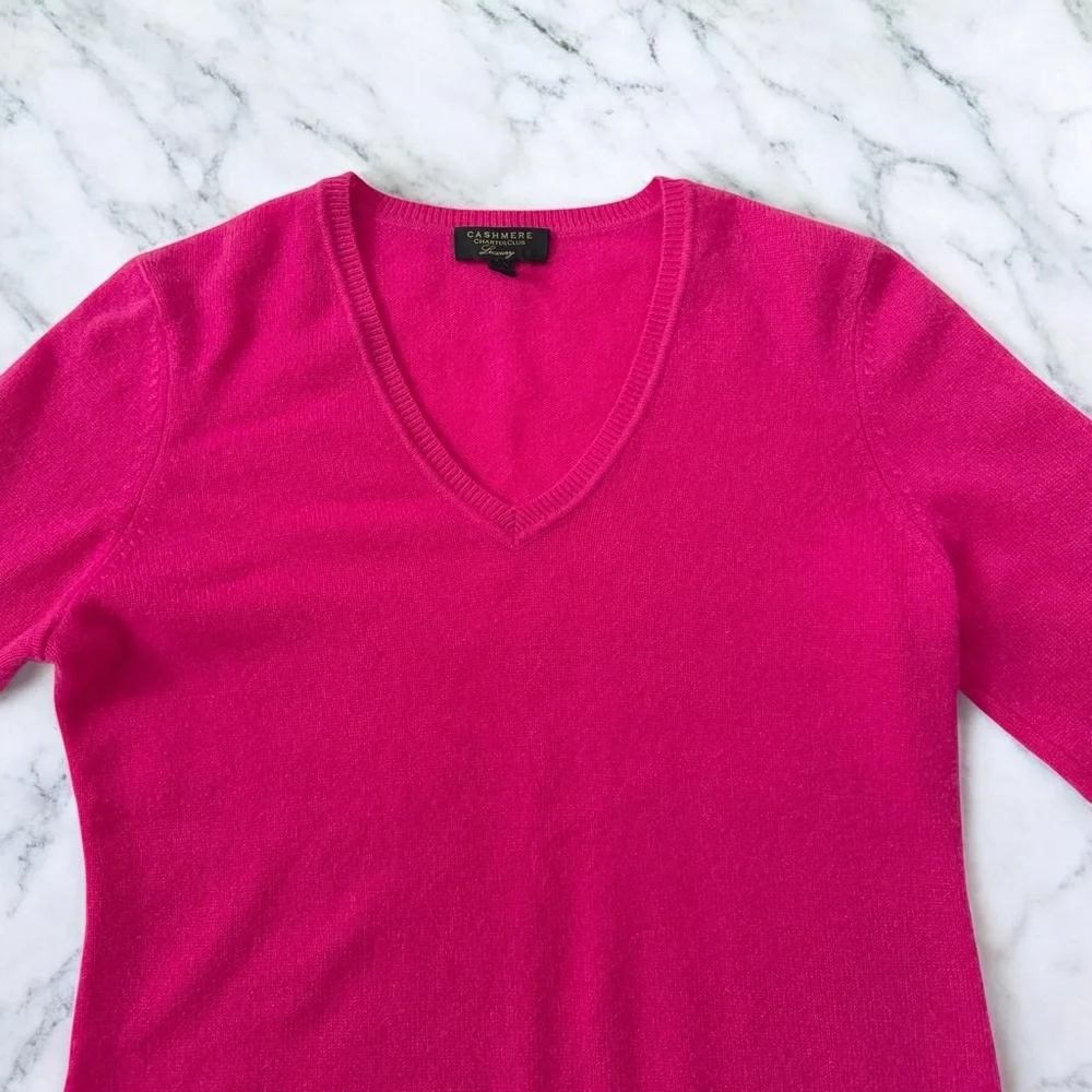 Charter Club 100% Cashmere Sweater Womens Small Pink V-Neck Pullover Soft Luxury - Picture 2 of 9